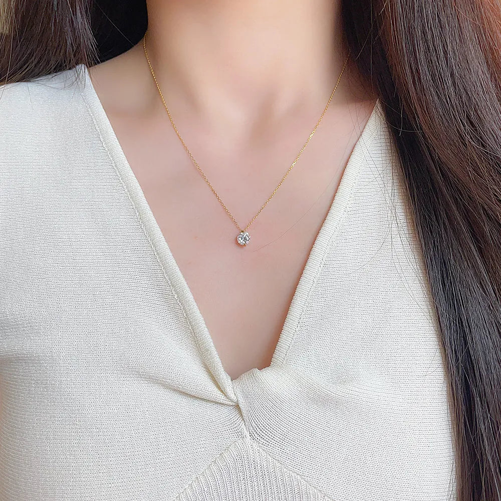 1.08 ct Minimalist Adjustable Round-Cut Lab-Grown Diamond Necklace in 18K Yellow Gold – APYN0232-Y