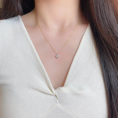 1.08 ct Minimalist Adjustable Round-Cut Lab-Grown Diamond Necklace in 18K Yellow Gold – APYN0232-Y