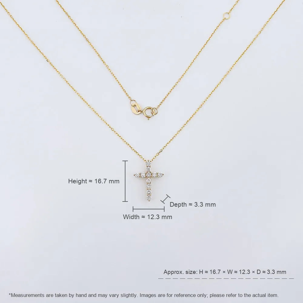 0.45 ctw Cross Adjustable Round-Cut Lab-Grown Diamond Necklace in 18K Yellow Gold