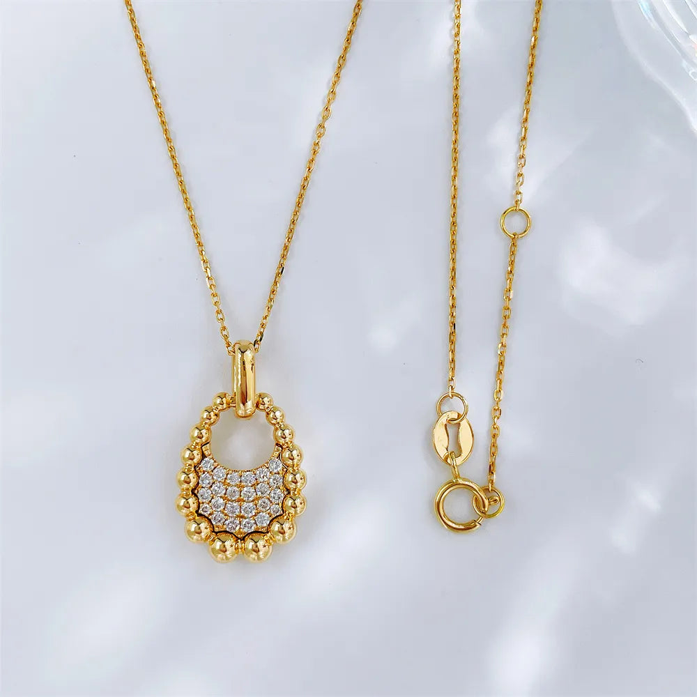0.19 ctw Vintage Pavé Round-Cut Lab-Grown Diamond Necklace in 18K Yellow Gold