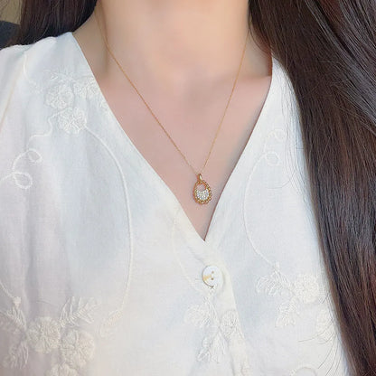0.19 ctw Vintage Pavé Round-Cut Lab-Grown Diamond Necklace in 18K Yellow Gold
