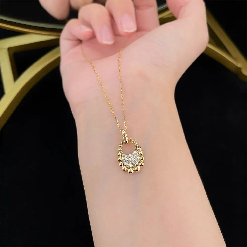 0.19 ctw Vintage Pavé Round-Cut Lab-Grown Diamond Necklace in 18K Yellow Gold