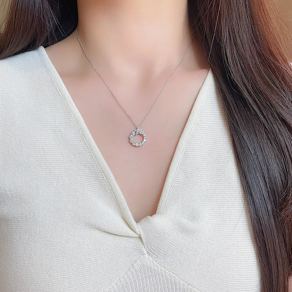 1.15 ctw Celestial Adjustable Round-Cut Lab-Grown Diamond Necklace in 18K White Gold – APYN0236-W