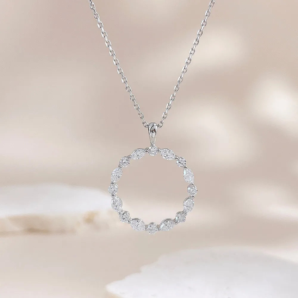 0.7 ctw Celestial Pavé Round-Cut Lab-Grown Diamond Necklace in 18K White Gold – APYN0237-W