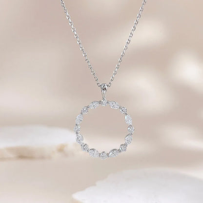 0.7 ctw Celestial Pavé Round-Cut Lab-Grown Diamond Necklace in 18K White Gold – APYN0237-W