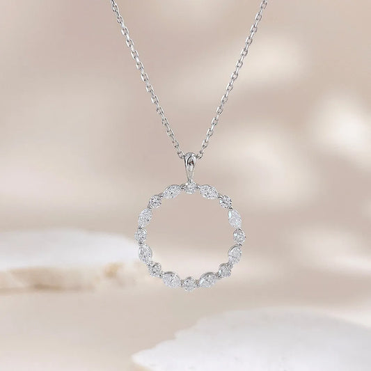 0.7 ctw Celestial Pavé Round-Cut Lab-Grown Diamond Necklace in 18K White Gold – APYN0237-W