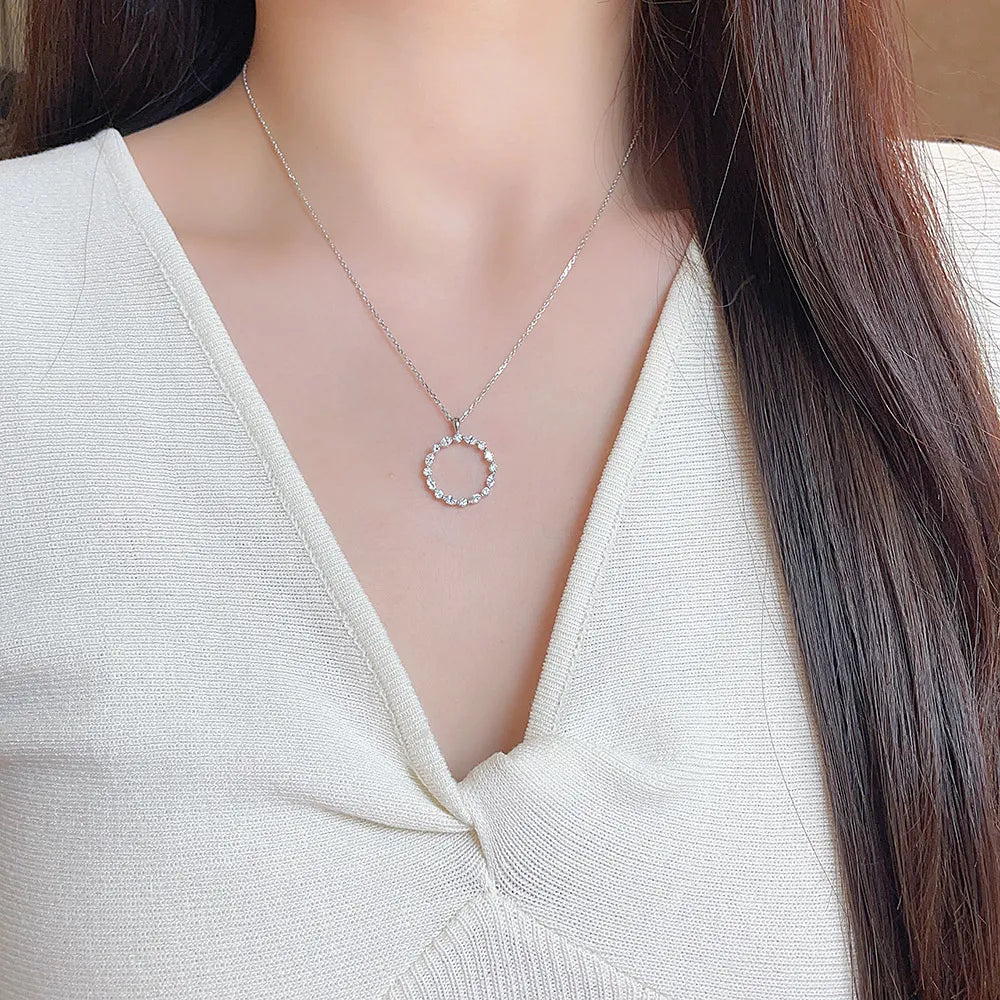 0.7 ctw Celestial Pavé Round-Cut Lab-Grown Diamond Necklace in 18K White Gold – APYN0237-W