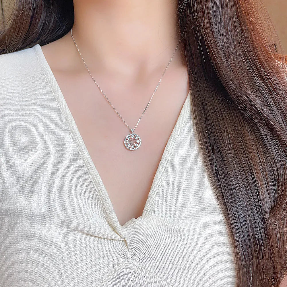 0.93 ctw Celestial Round-Cut Lab-Grown Diamond Necklace in 18K White Gold – APYN0238-W