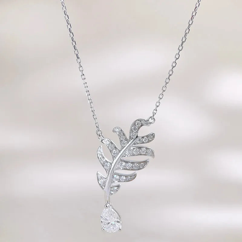 0.65 ct Vintage Pavé Pear-Cut Lab-Grown Diamond Necklace in 18K White Gold