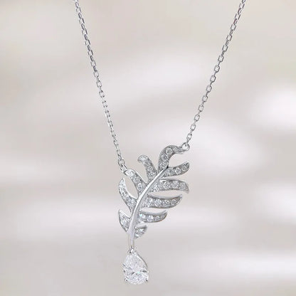 0.65 ct Vintage Pavé Pear-Cut Lab-Grown Diamond Necklace in 18K White Gold
