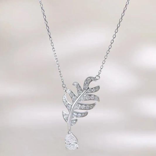 0.65 ct Vintage Pavé Pear-Cut Lab-Grown Diamond Necklace in 18K White Gold