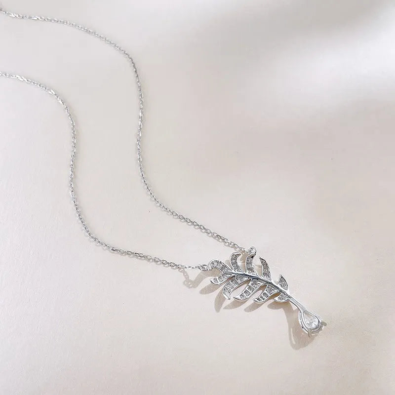 0.65 ct Vintage Pavé Pear-Cut Lab-Grown Diamond Necklace in 18K White Gold