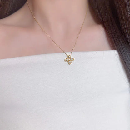 0.27 ctw Four-Leaf Clover Marquise-Cut Lab-Grown Diamond Necklace in 18K Yellow Gold