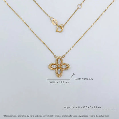 0.27 ctw Four-Leaf Clover Marquise-Cut Lab-Grown Diamond Necklace in 18K Yellow Gold