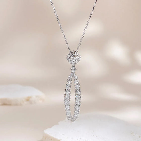 2.12 ctw Statement Adjustable Round-Cut Lab-Grown Diamond Necklace in 18K White Gold