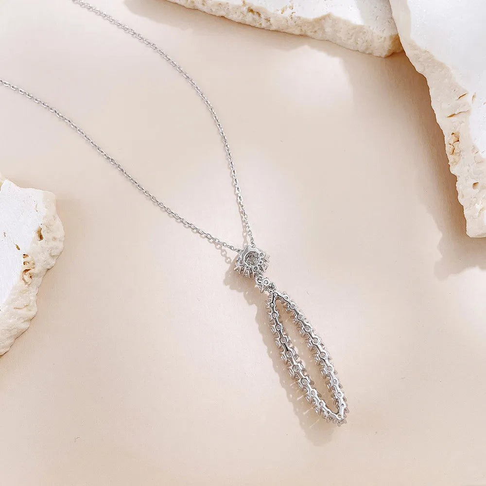 2.12 ctw Statement Adjustable Round-Cut Lab-Grown Diamond Necklace in 18K White Gold