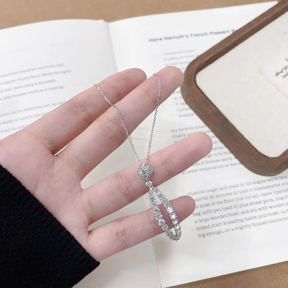 2.12 ctw Statement Adjustable Round-Cut Lab-Grown Diamond Necklace in 18K White Gold
