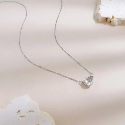 1.06 ct Minimalist Adjustable Pear-Cut Lab-Grown Diamond Necklace in 18K White Gold