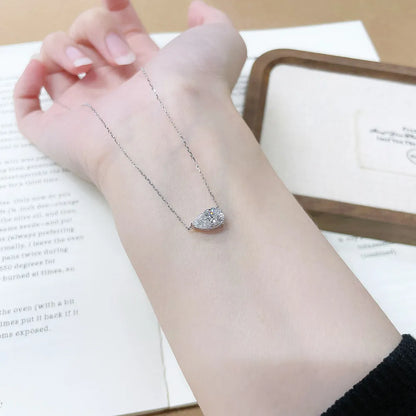 1.06 ct Minimalist Adjustable Pear-Cut Lab-Grown Diamond Necklace in 18K White Gold