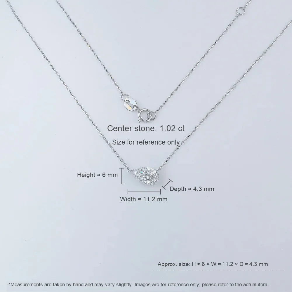 1.06 ct Minimalist Adjustable Pear-Cut Lab-Grown Diamond Necklace in 18K White Gold