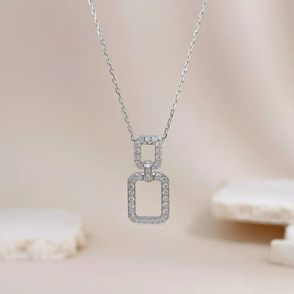 0.32 ctw Geometric Adjustable Round-Cut Lab-Grown Diamond Necklace in 18K White Gold