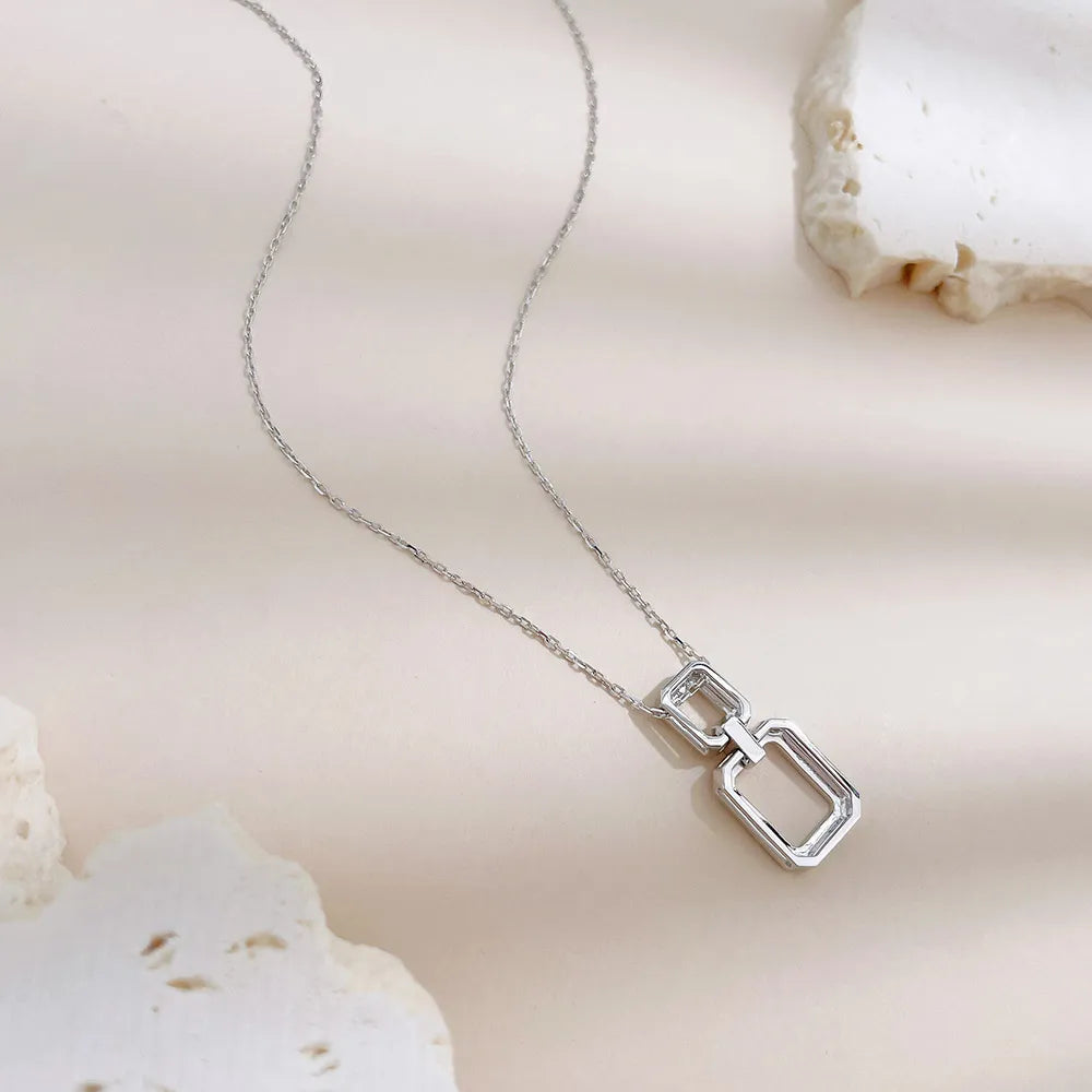 0.32 ctw Geometric Adjustable Round-Cut Lab-Grown Diamond Necklace in 18K White Gold