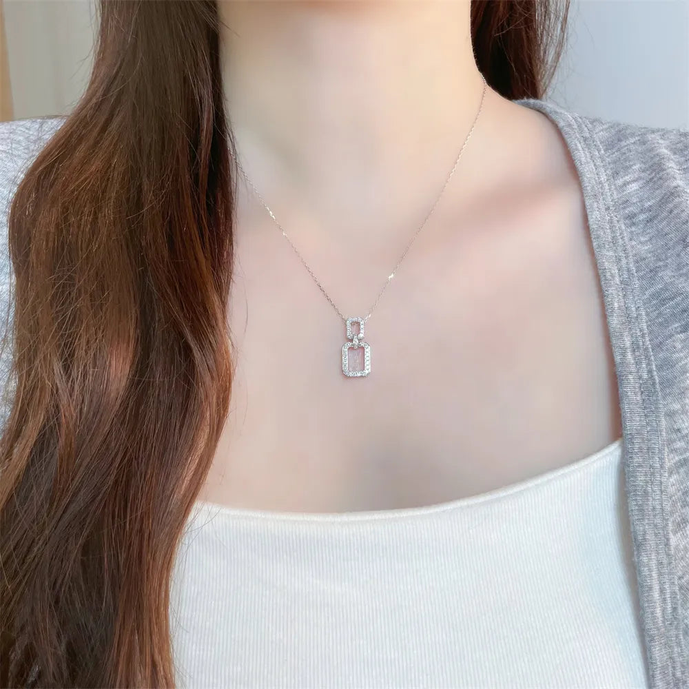 0.32 ctw Geometric Adjustable Round-Cut Lab-Grown Diamond Necklace in 18K White Gold
