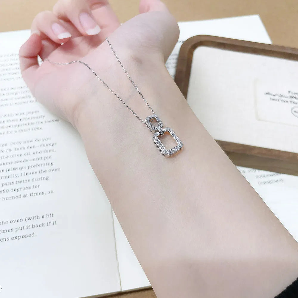0.32 ctw Geometric Adjustable Round-Cut Lab-Grown Diamond Necklace in 18K White Gold