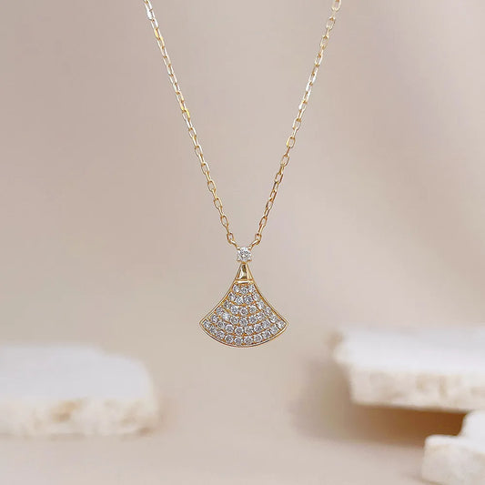 0.19 ctw Pavé Round-Cut Lab-Grown Diamond Necklace in 18K Yellow Gold