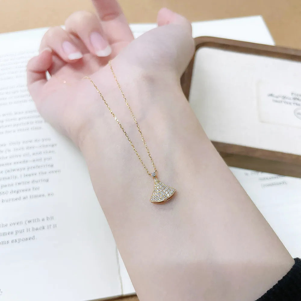 0.19 ctw Pavé Round-Cut Lab-Grown Diamond Necklace in 18K Yellow Gold
