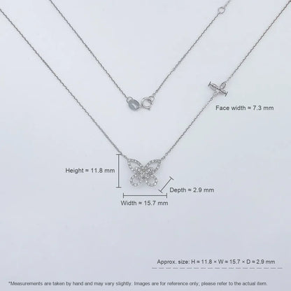 0.27 ctw Butterfly Adjustable Round-Cut Lab-Grown Diamond Necklace in 18K White Gold – APYN0248-W