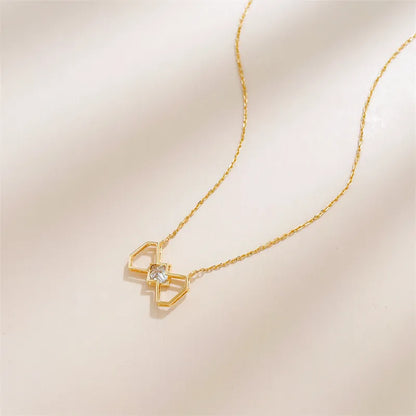 0.33 ct Bow Princess-Cut Lab-Grown Diamond Necklace in 18K Yellow Gold