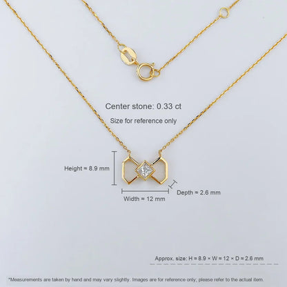 0.33 ct Bow Princess-Cut Lab-Grown Diamond Necklace in 18K Yellow Gold