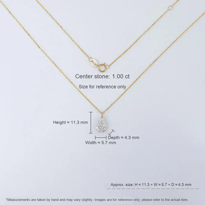1.02 ct Minimalist Adjustable Pear-Cut Lab-Grown Diamond Necklace in 18K Yellow Gold – APYN0253-Y