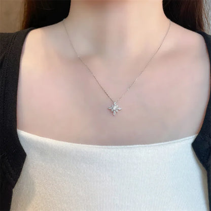 0.55 ctw Snowflake Pavé Round-Cut Lab-Grown Diamond Necklace in 18K White Gold