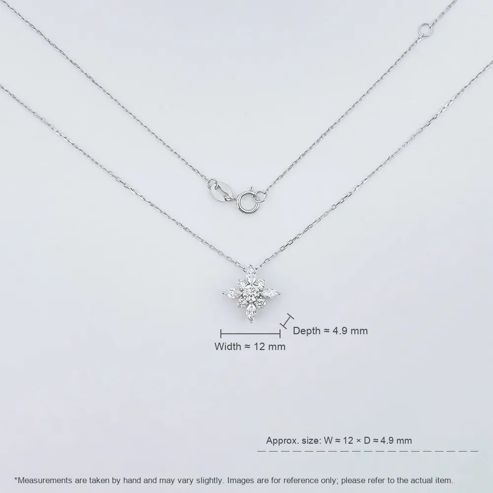 0.55 ctw Snowflake Pavé Round-Cut Lab-Grown Diamond Necklace in 18K White Gold