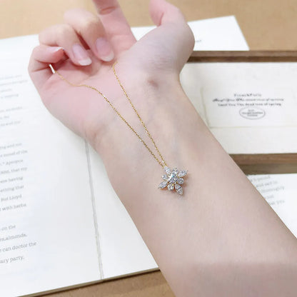 0.57 ctw Snowflake Pavé Mixed-Cut Lab-Grown Diamond Necklace in 18K Yellow Gold