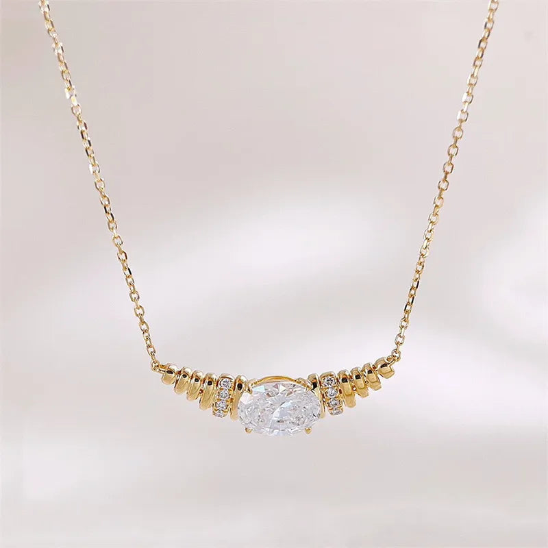 1.06 ct Vintage Adjustable Oval-Cut Lab-Grown Diamond Necklace in 18K Yellow Gold