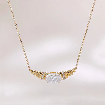 1.06 ct Vintage Adjustable Oval-Cut Lab-Grown Diamond Necklace in 18K Yellow Gold