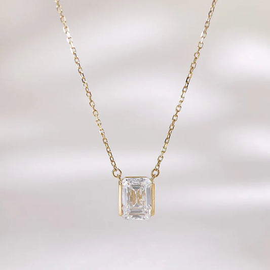 2.05 ct Celestial Emerald-Cut Lab-Grown Diamond Necklace in 18K Yellow Gold – APYN0257-Y