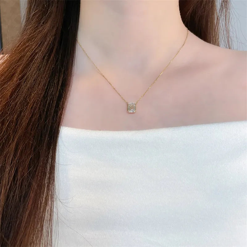 2.05 ct Celestial Emerald-Cut Lab-Grown Diamond Necklace in 18K Yellow Gold – APYN0257-Y