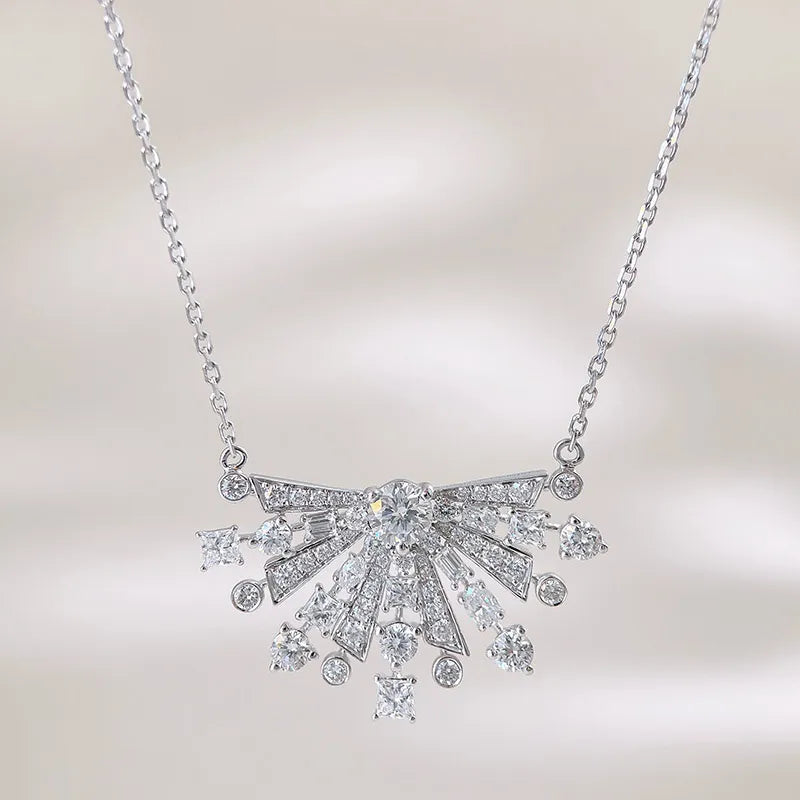 0.31 ct Pavé Mixed-Cut Lab-Grown Diamond Necklace in 18K White Gold – APYN0258-W