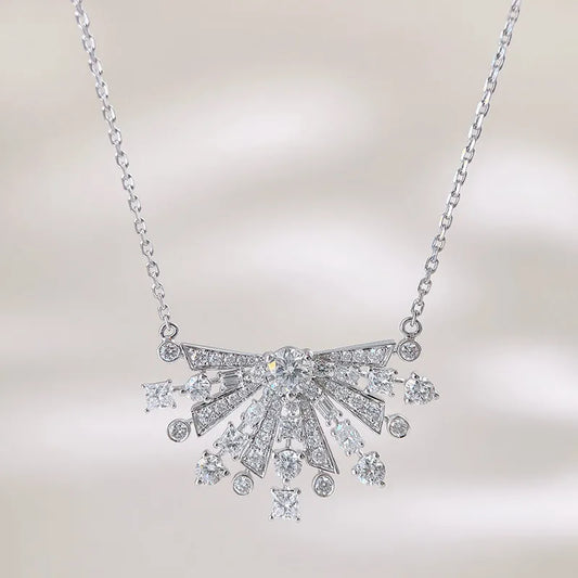 0.31 ct Pavé Mixed-Cut Lab-Grown Diamond Necklace in 18K White Gold – APYN0258-W