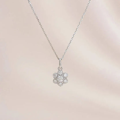 0.33 ctw Floral Adjustable Round-Cut Lab-Grown Diamond Necklace in 18K White Gold