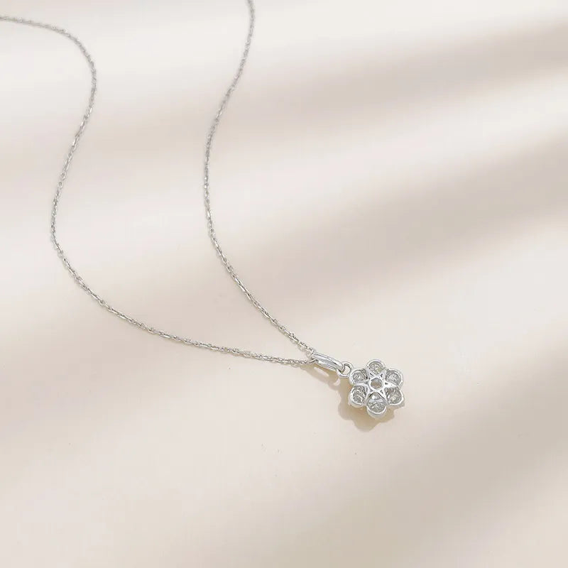 0.33 ctw Floral Adjustable Round-Cut Lab-Grown Diamond Necklace in 18K White Gold