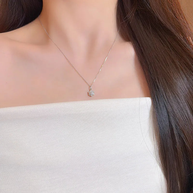 0.33 ctw Floral Adjustable Round-Cut Lab-Grown Diamond Necklace in 18K White Gold