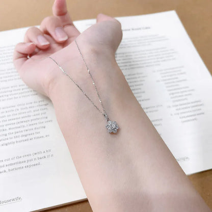 0.33 ctw Floral Adjustable Round-Cut Lab-Grown Diamond Necklace in 18K White Gold