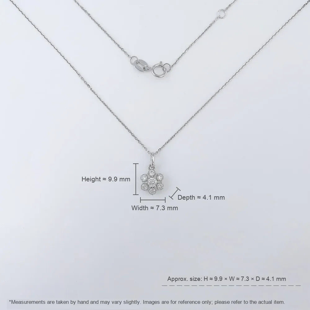 0.33 ctw Floral Adjustable Round-Cut Lab-Grown Diamond Necklace in 18K White Gold