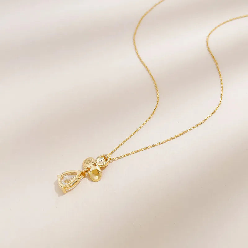 1 ct Floral Adjustable Pear-Cut Lab-Grown Diamond Necklace in 18K Yellow Gold