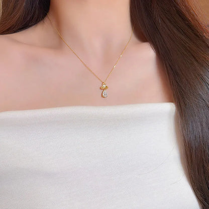 1 ct Floral Adjustable Pear-Cut Lab-Grown Diamond Necklace in 18K Yellow Gold